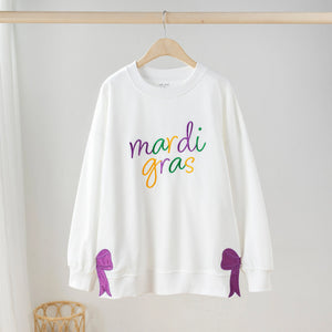 Women's Mardi Gras Sweatshirt With Side Bow Nola Tawk