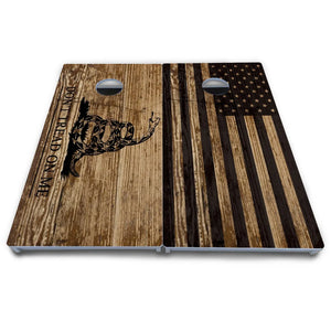 Wood DTOM & Flag Cornhole Boards - All Weather Series Cornhole Solutions