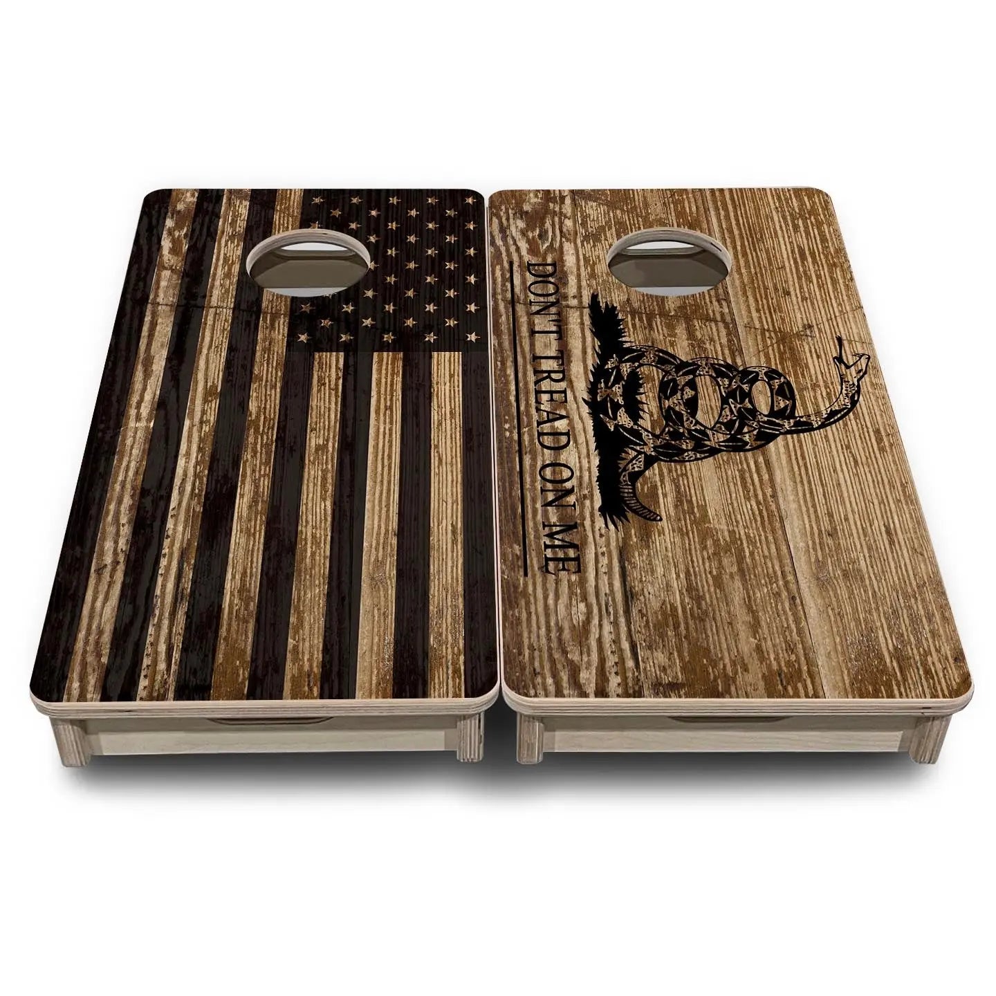 Wood DTOM & Wood Flag - Mini or Vacation Size Cornhole Boards Cornhole Solutions
