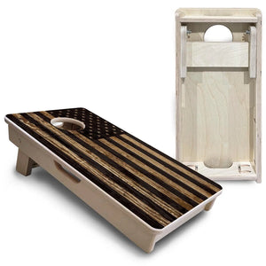 Wood DTOM & Wood Flag - Mini or Vacation Size Cornhole Boards Cornhole Solutions