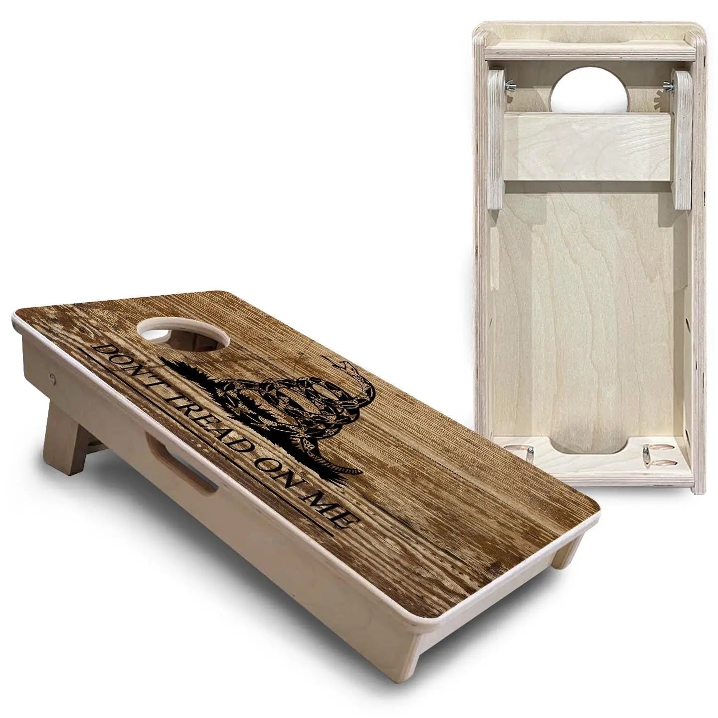 Wood DTOM & Wood Flag - Mini or Vacation Size Cornhole Boards Cornhole Solutions