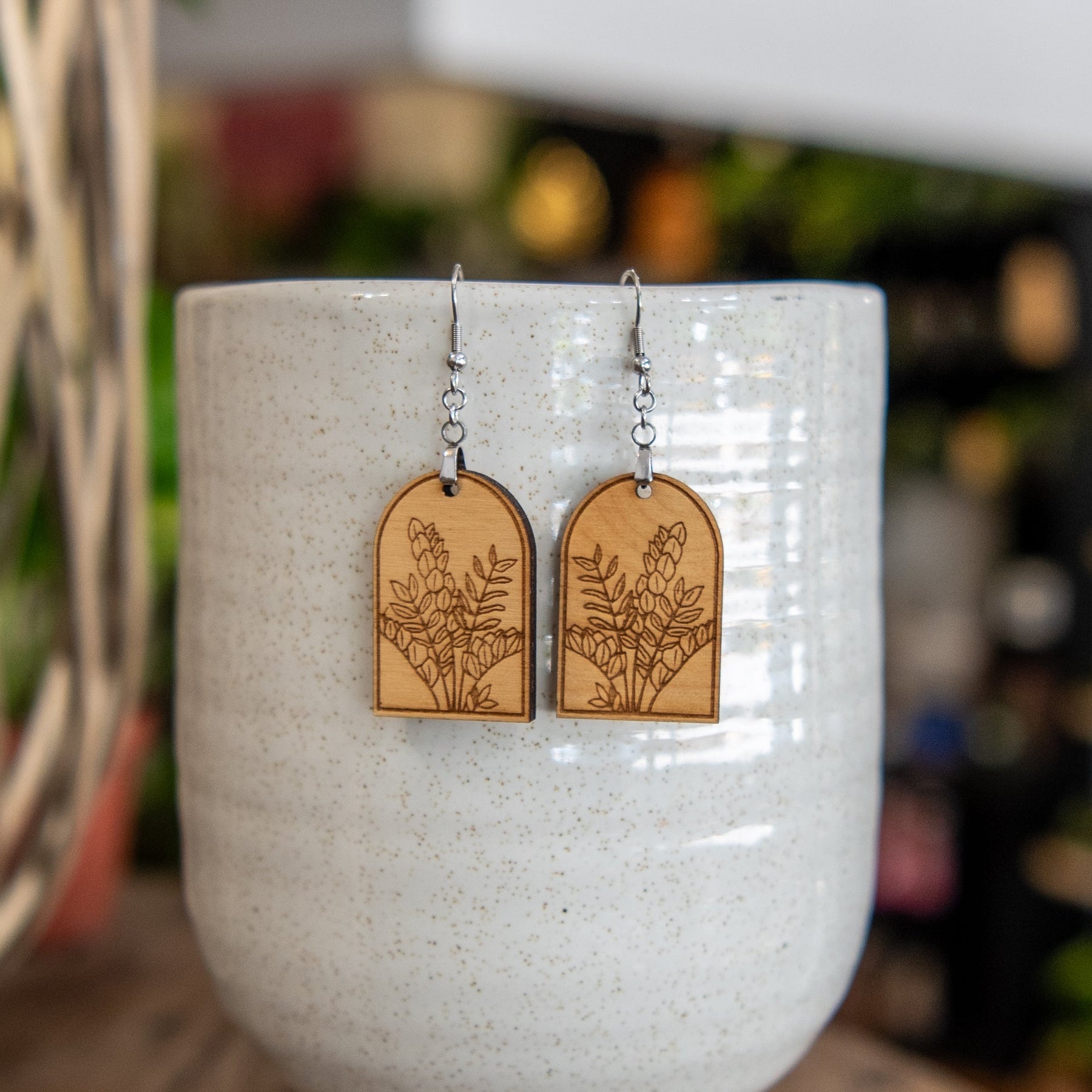 ZZ Plant Arched Earrings