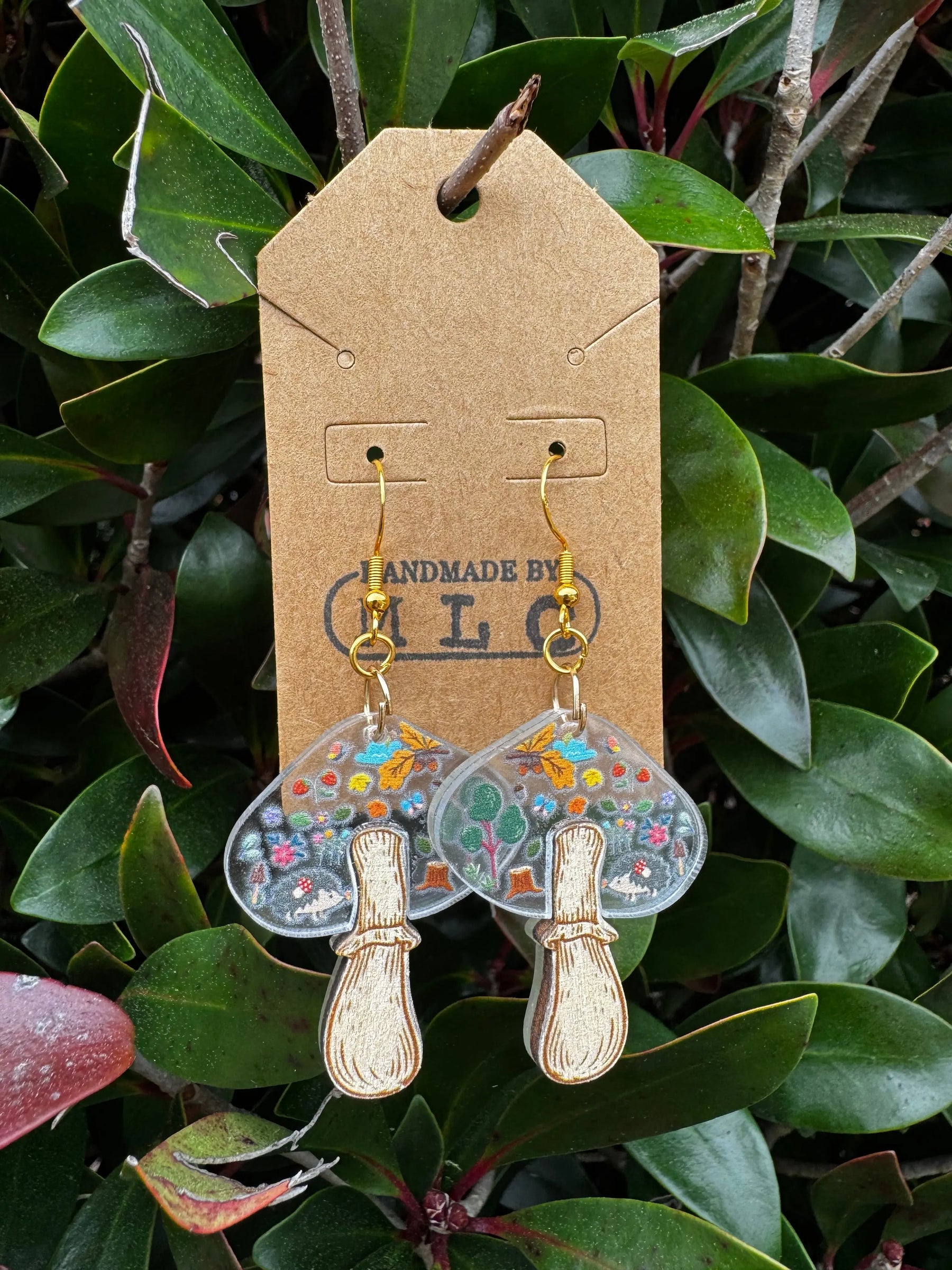 Wooden Toadstool Earrings Mushroom Lady Co