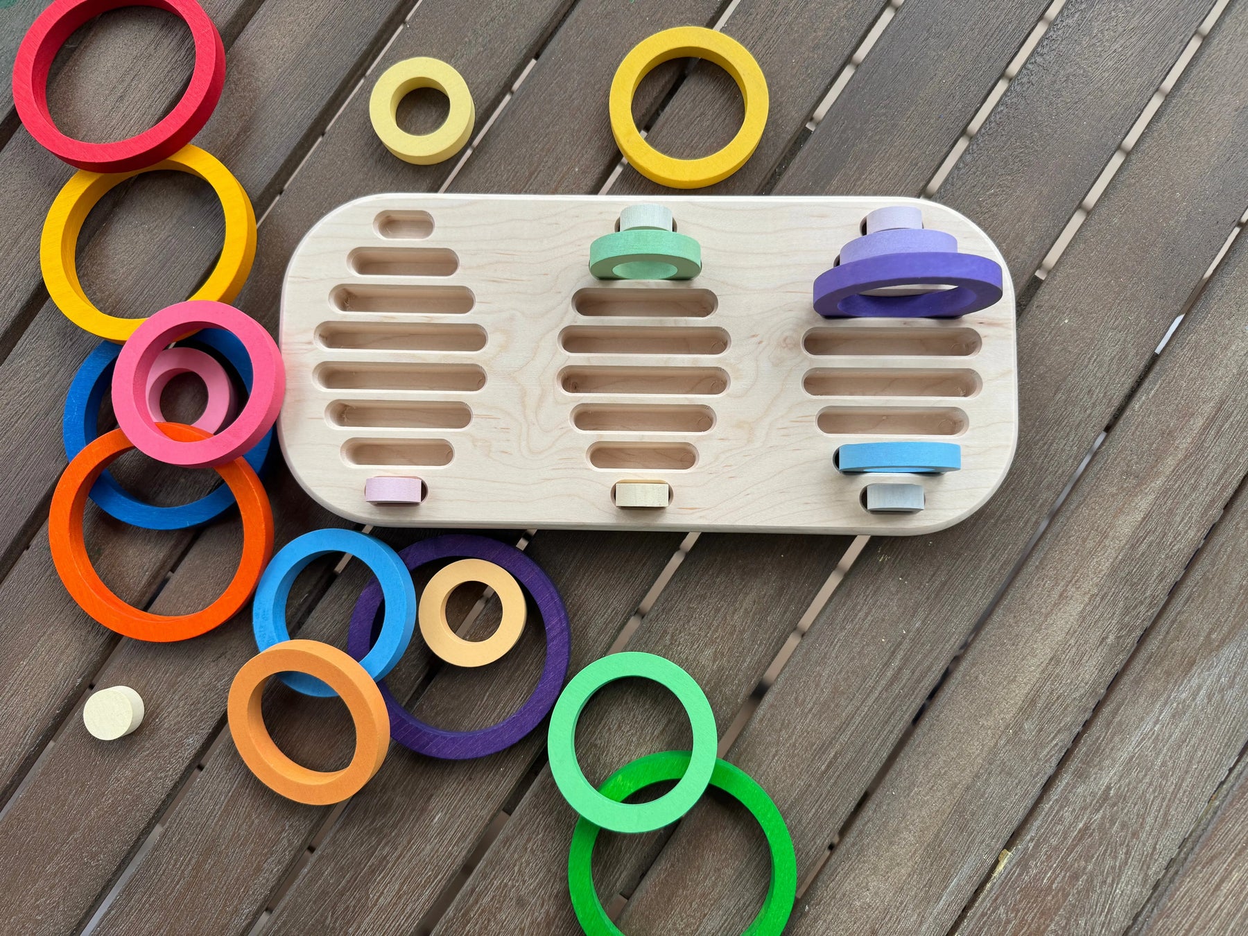 Natural wooden storage tray for Grapat Nest Rings and open ended play