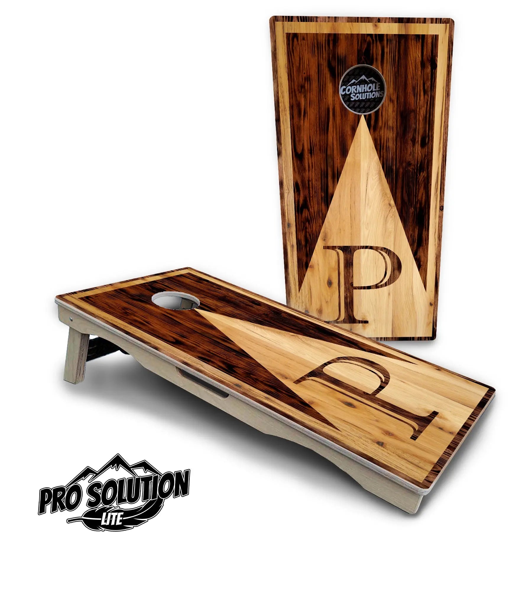Wooden Triangle Letter Cornhole Boards - Pro Solution Lite Series Cornhole Solutions