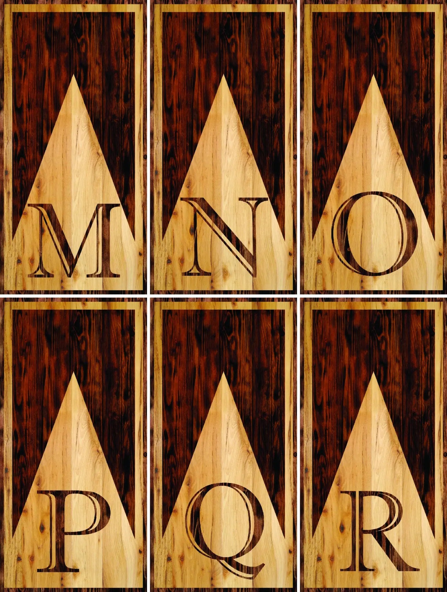 Wooden Triangle Letter Cornhole Boards - Professional Tournament Series