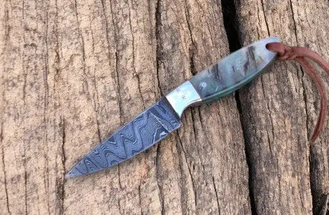Working Buckaroo Knife – Sheep Horn Handle, 6.25" Damascus Knife Store