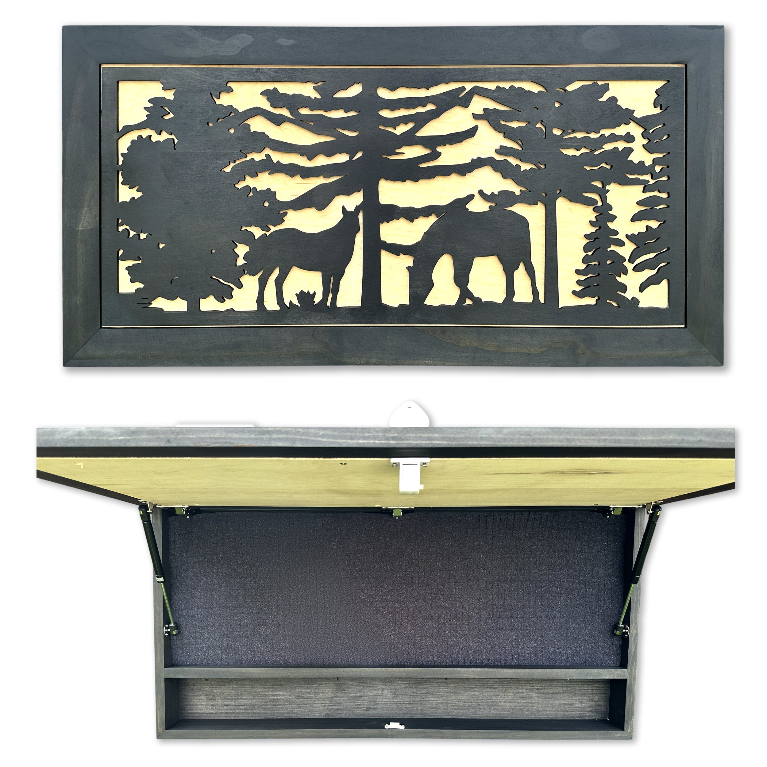 Horse Farm Wall Art Gun Concealment Furniture - Handcrafted Wooden Gun Cabinets - Gun Shelf Hidden Storage for Rifles, Shotguns, & Handguns - Quick Ac by Bellewood Designs