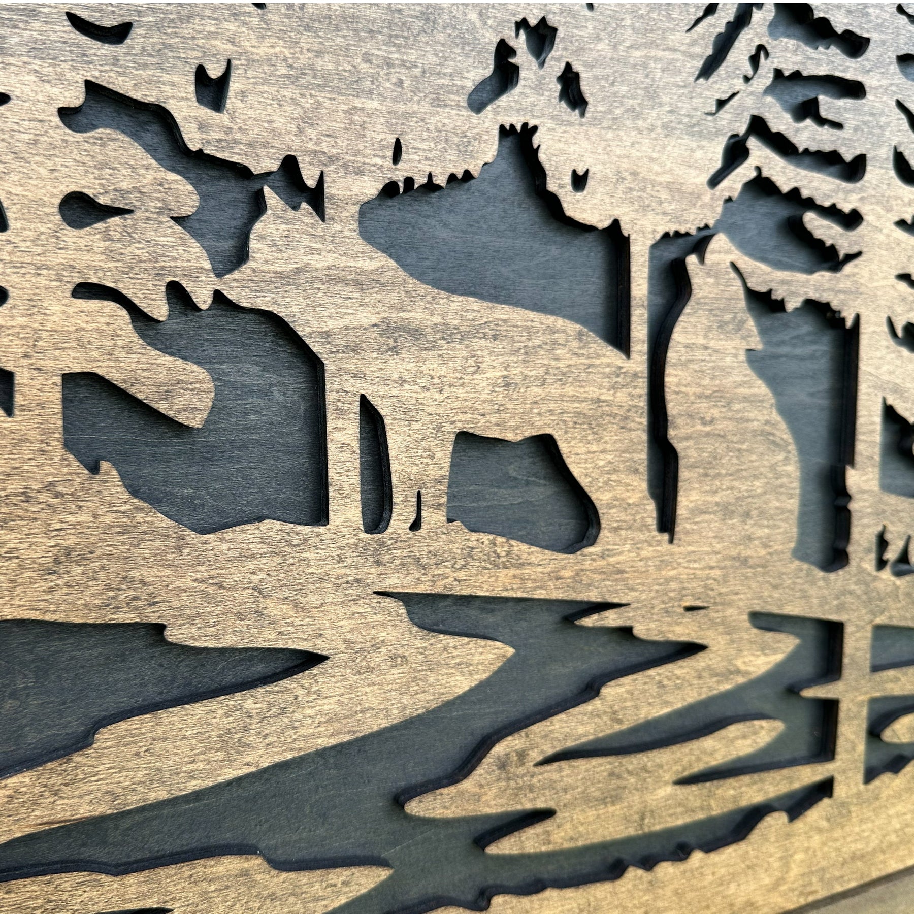 Wolf Wall Art Gun Concealment Furniture - Handcrafted Wooden Gun Cabinets - Gun Shelf Hidden Storage for Rifles, Shotguns, & Handguns - Quick Access Hidden Wall Safe (Extra Large)