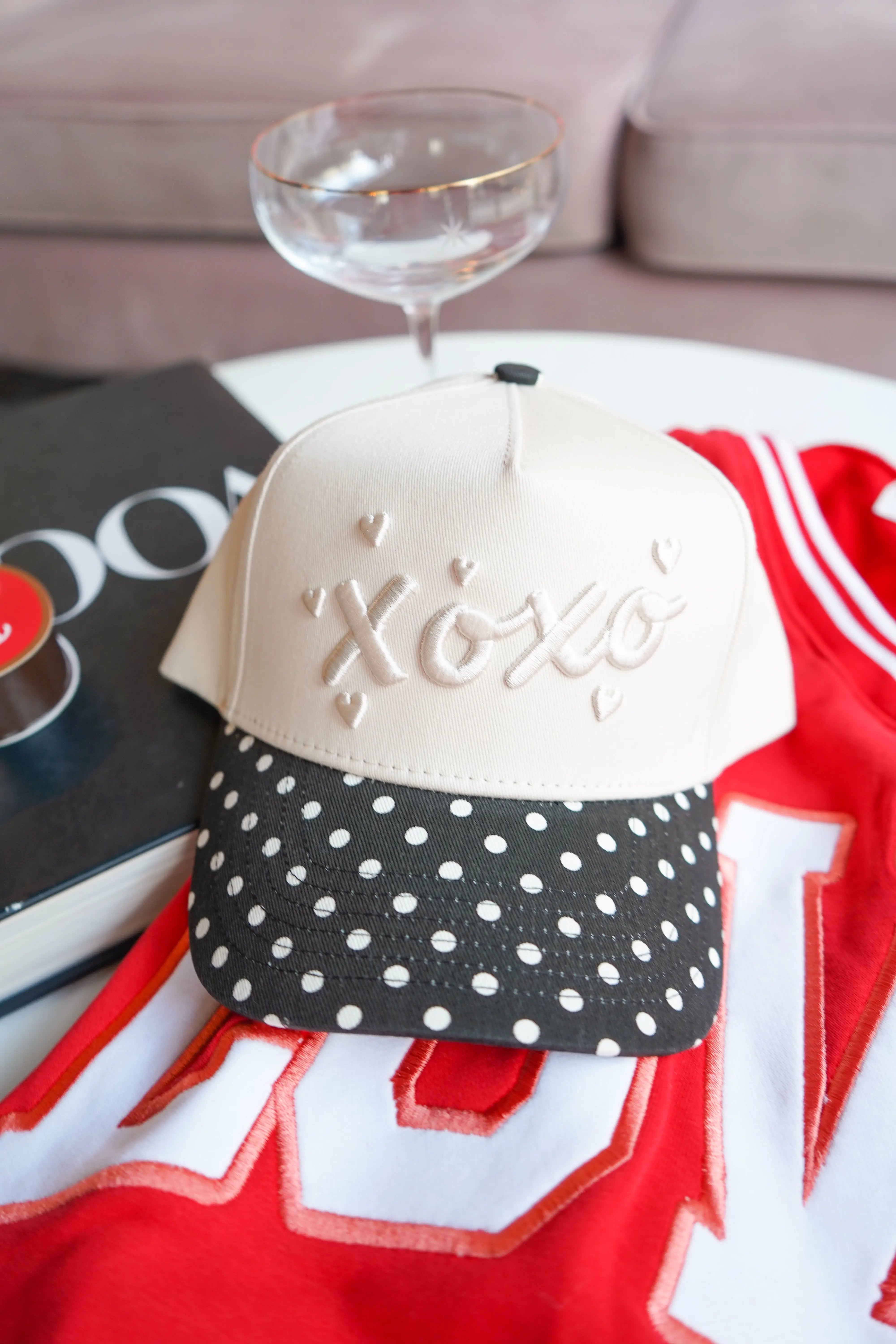 Xoxo - Black Polka Dot Vintage Trucker Hat KenzKustomz