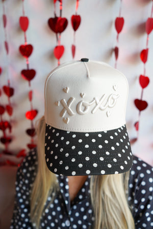 Xoxo - Black Polka Dot Vintage Trucker Hat KenzKustomz