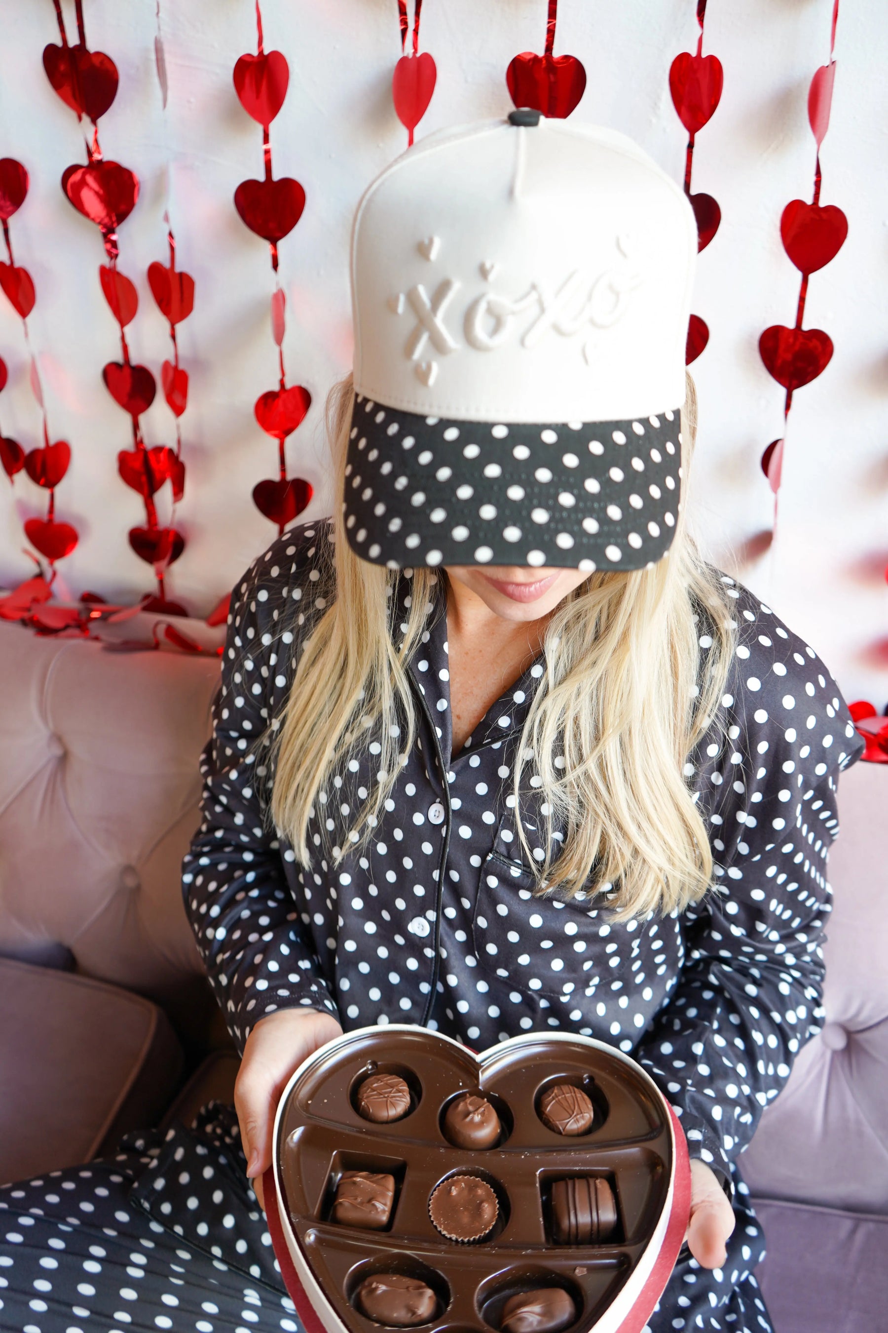 Xoxo - Black Polka Dot Vintage Trucker Hat KenzKustomz
