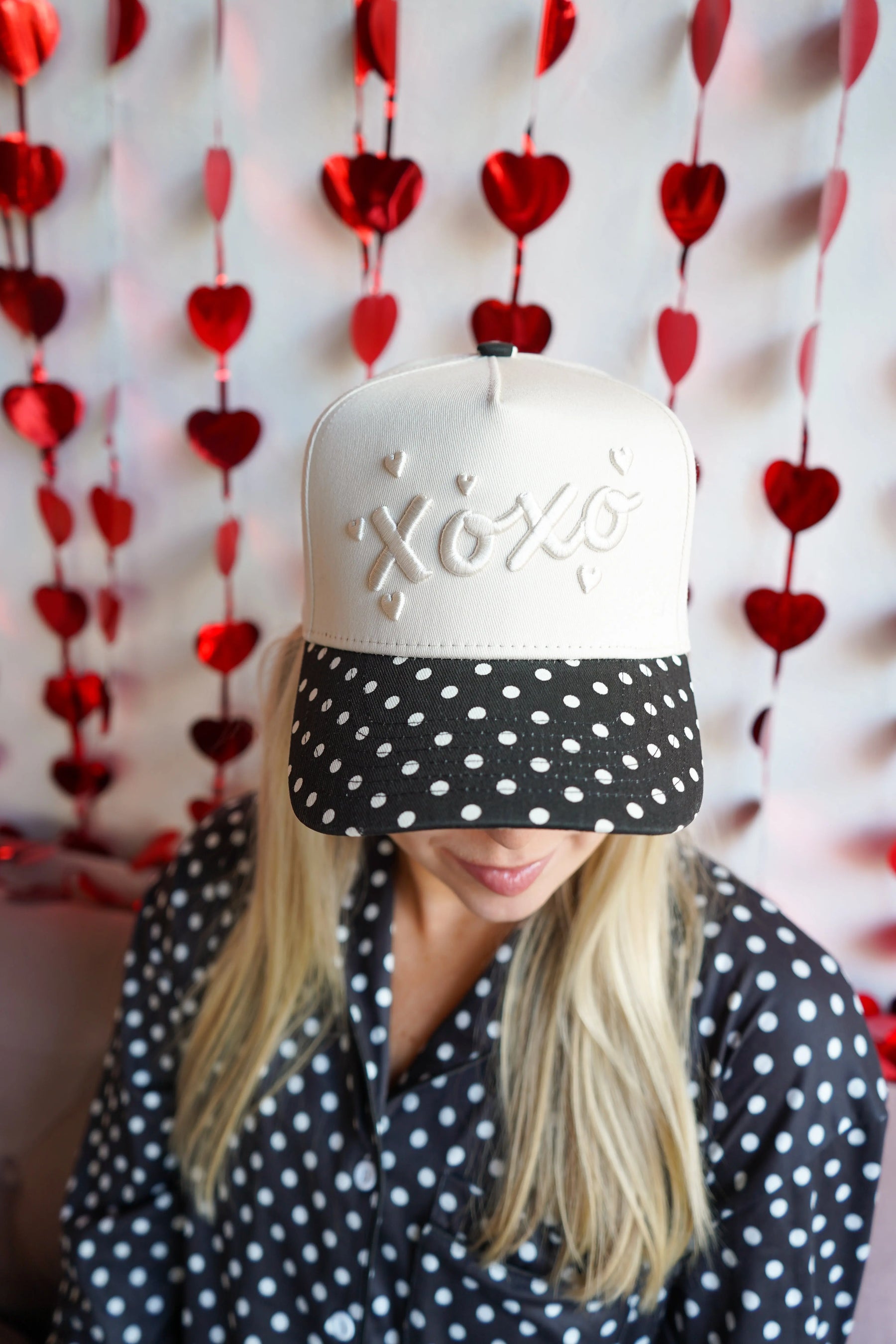 Xoxo - Black Polka Dot Vintage Trucker Hat KenzKustomz