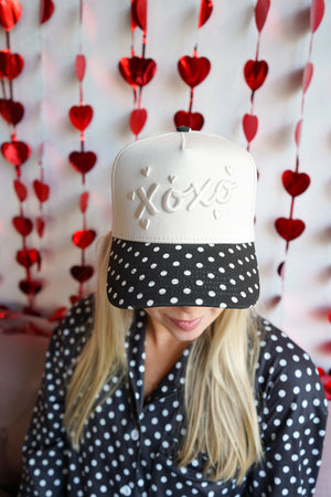 Xoxo - Black Polka Dot Vintage Trucker Hat KenzKustomz