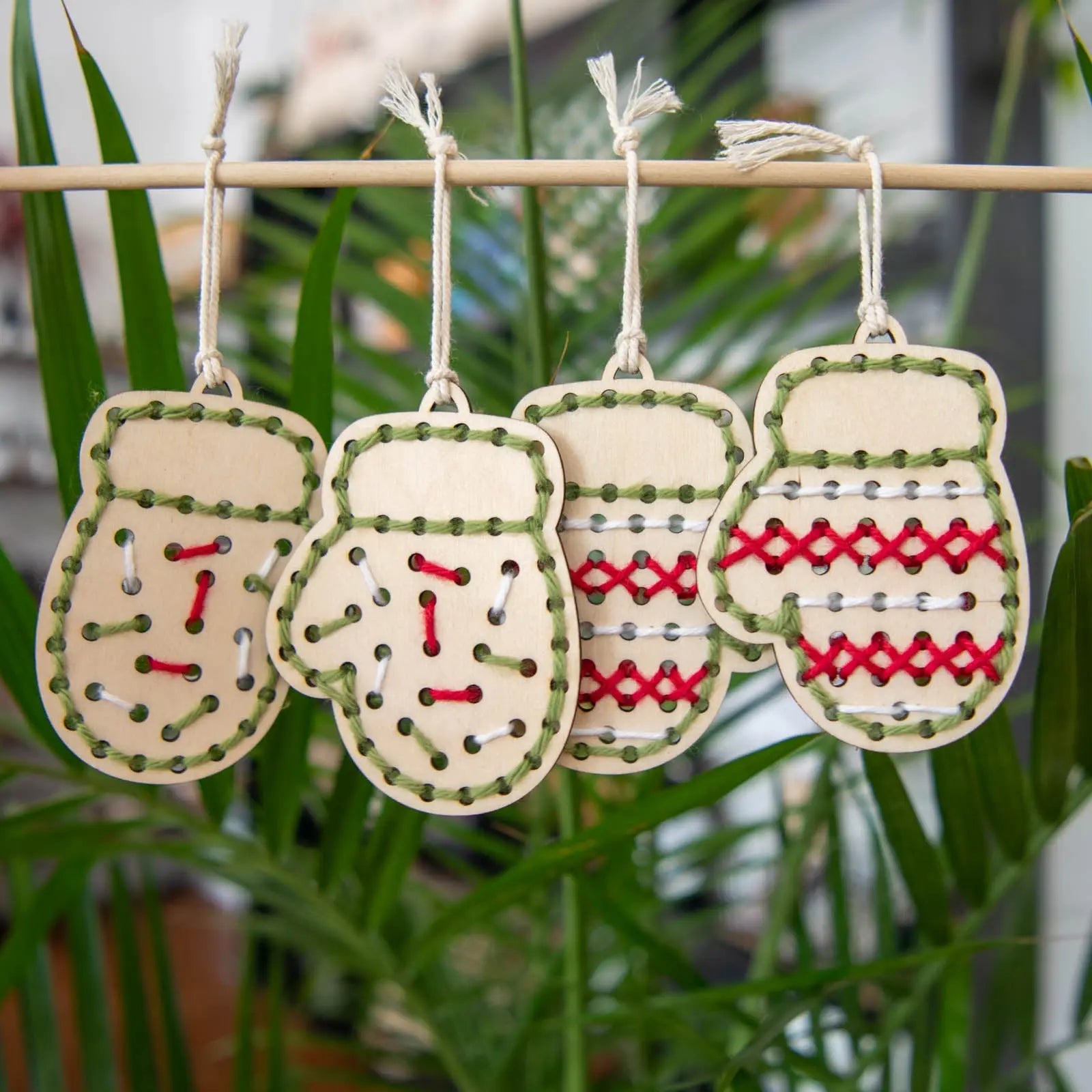 Yarn Christmas Mitten Ornaments Embroidery Kit Still Magnolia