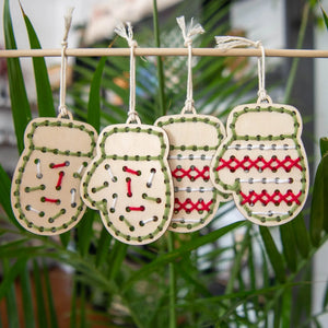 Yarn Christmas Mitten Ornaments Embroidery Kit Still Magnolia