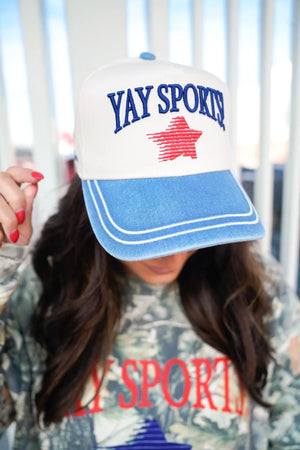Yay Sports! - Denim Vintage Trucker Hat KenzKustomz