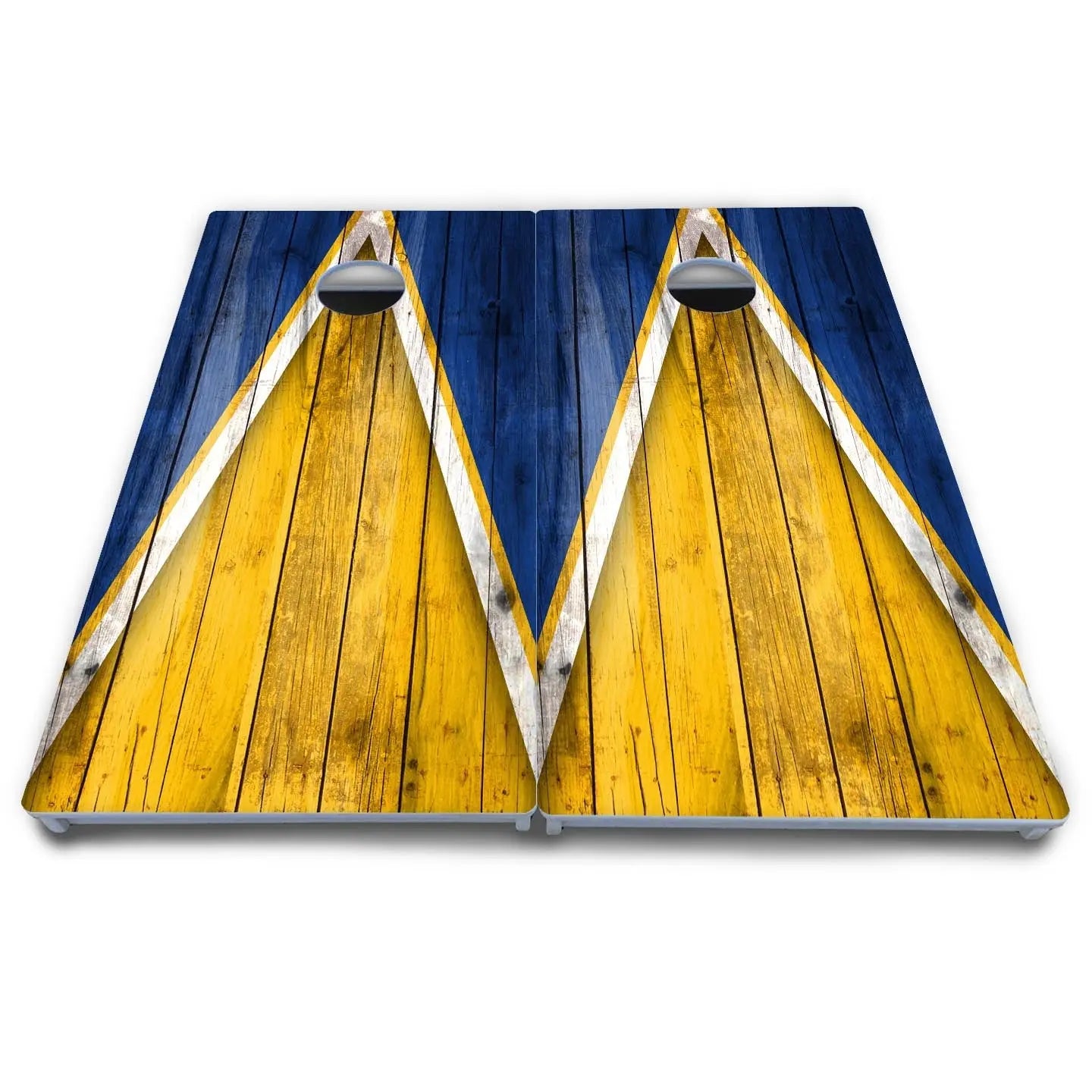 Yellow/Blue Triangle Cornhole Boards - All Weather Series Cornhole Solutions
