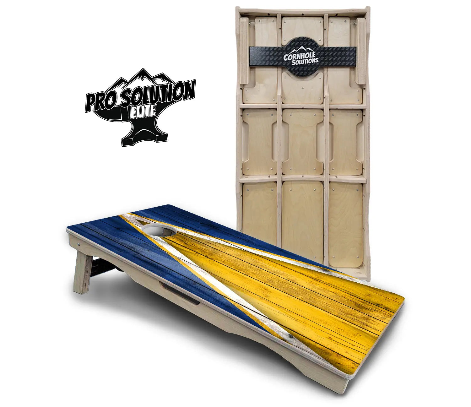 Yellow/Blue Triangle Cornhole Boards - Pro Solution Elite Series Cornhole Solutions