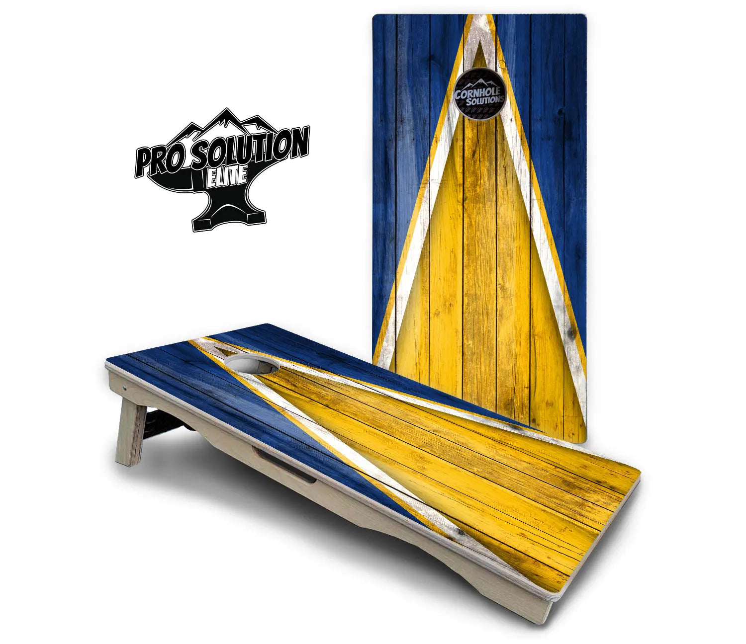 Yellow/Blue Triangle Cornhole Boards - Pro Solution Elite Series Cornhole Solutions