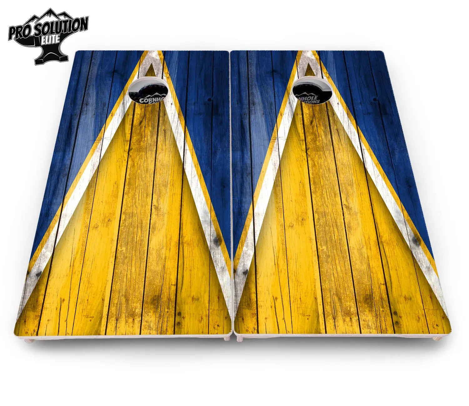 Yellow/Blue Triangle Cornhole Boards - Pro Solution Elite Series Cornhole Solutions
