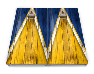 Yellow/Blue Triangle Cornhole Boards - Professional Tournament Series Cornhole Solutions
