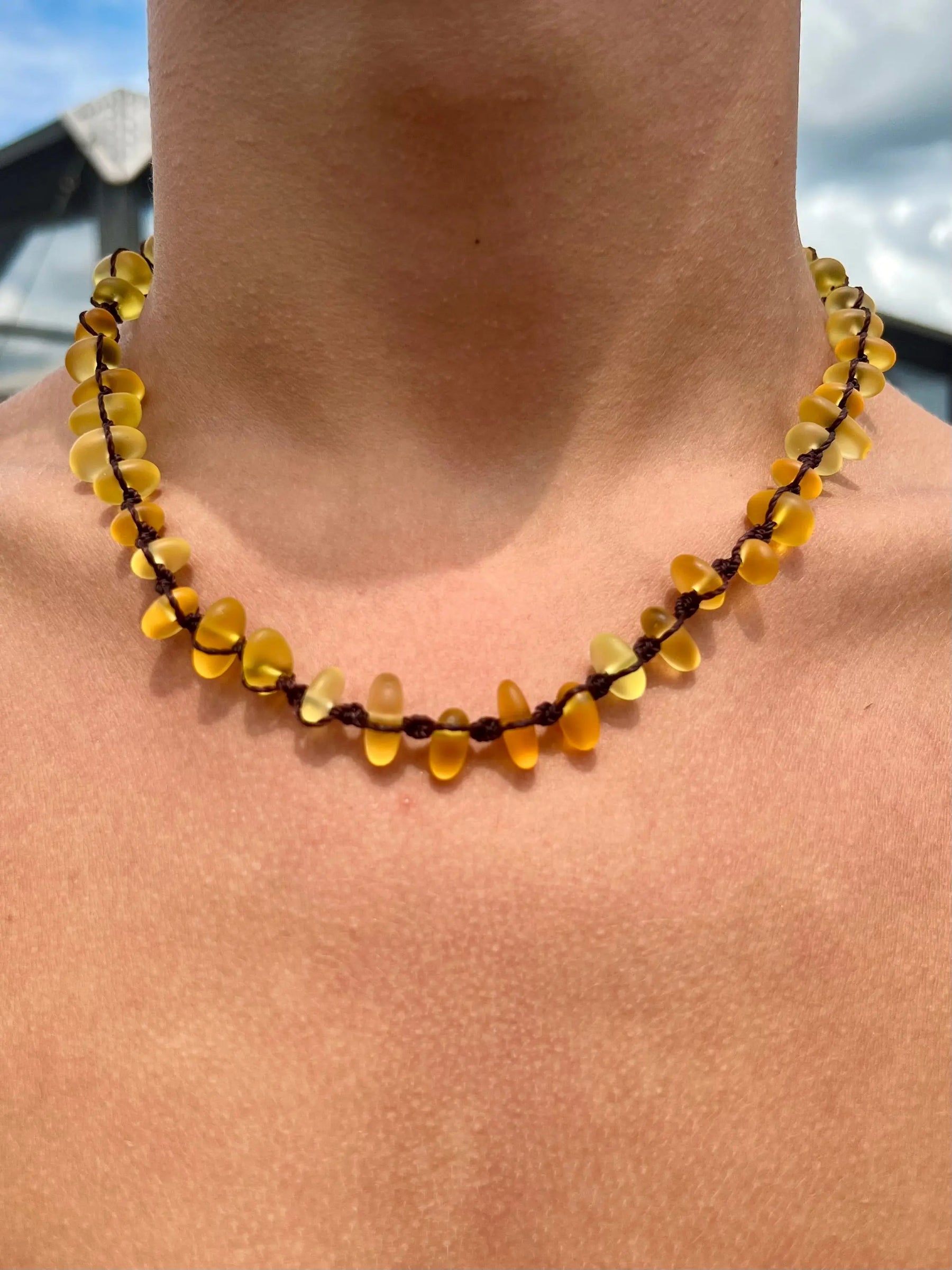Yellow Sea Glass Necklace HALT