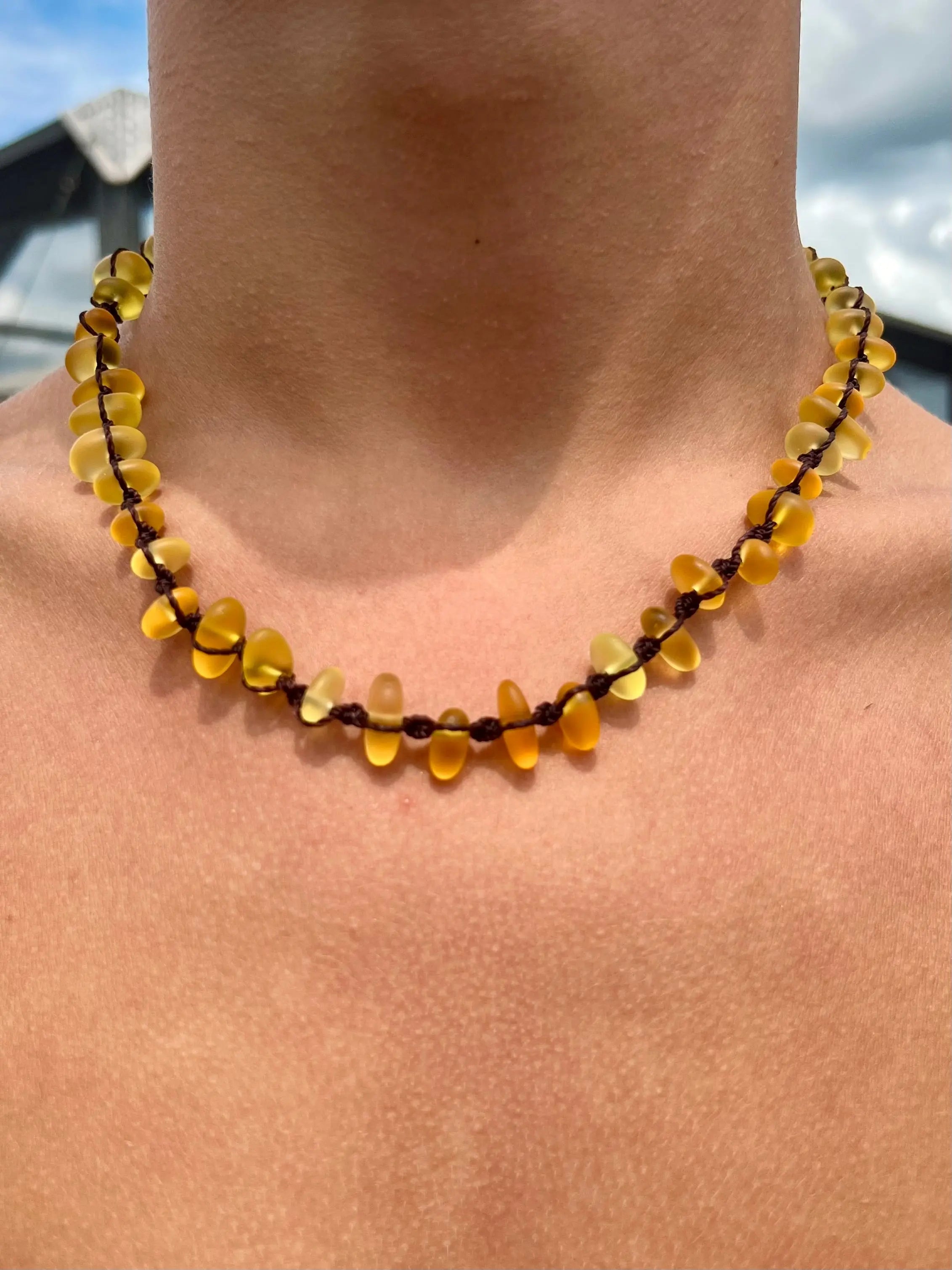 Yellow Sea Glass Necklace HALT