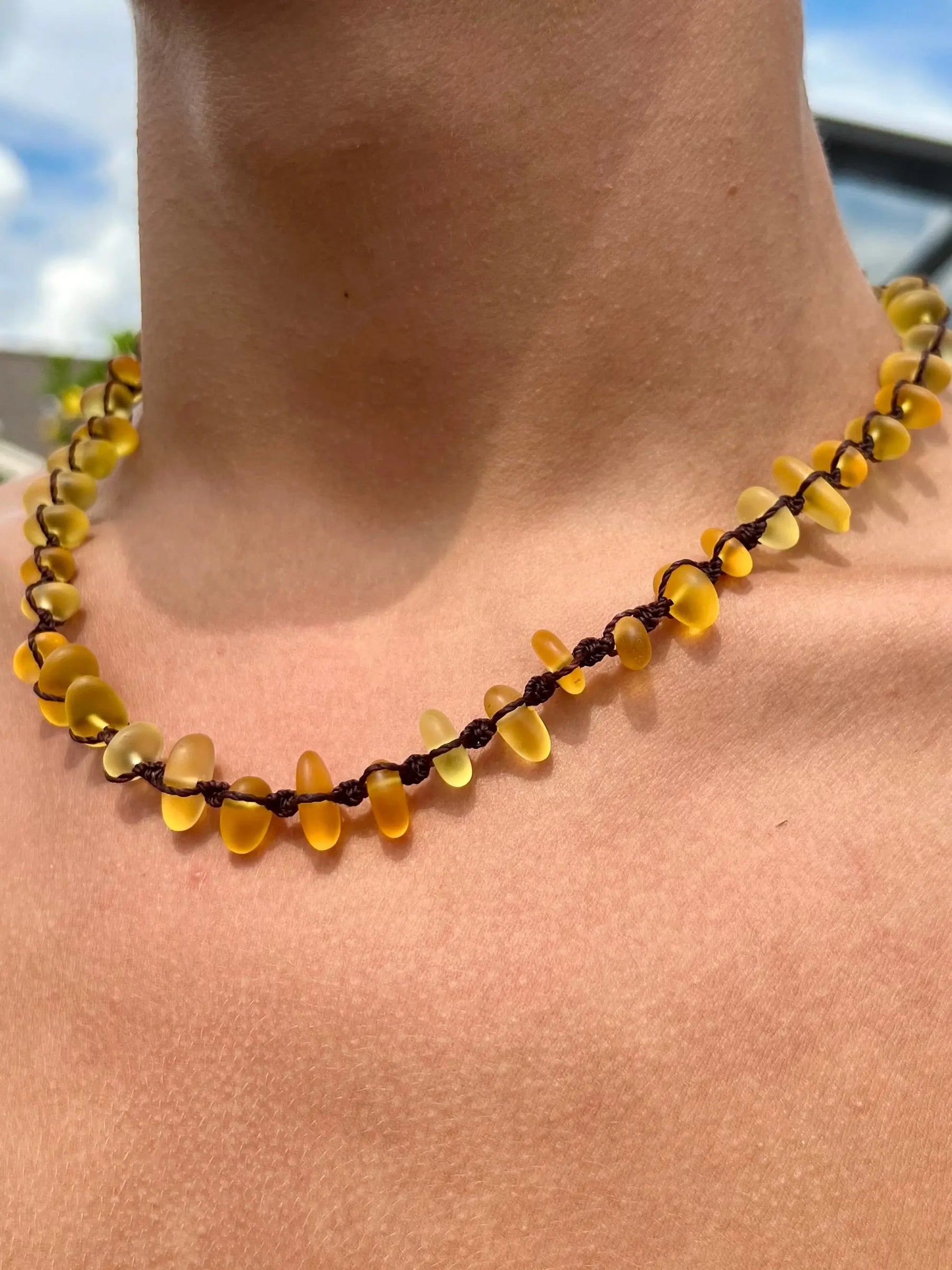 Yellow Sea Glass Necklace HALT