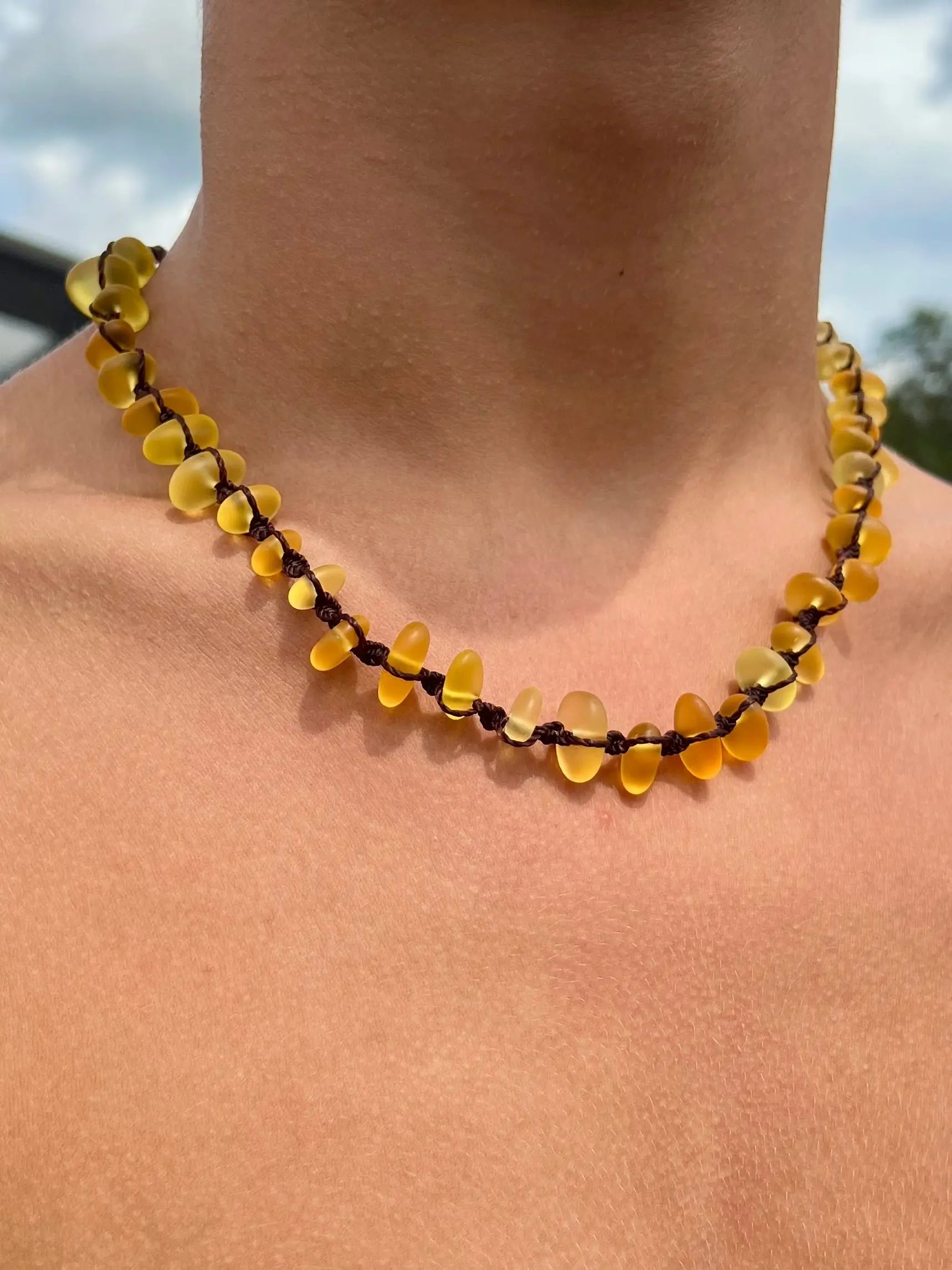 Yellow Sea Glass Necklace HALT