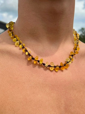 Yellow Sea Glass Necklace HALT