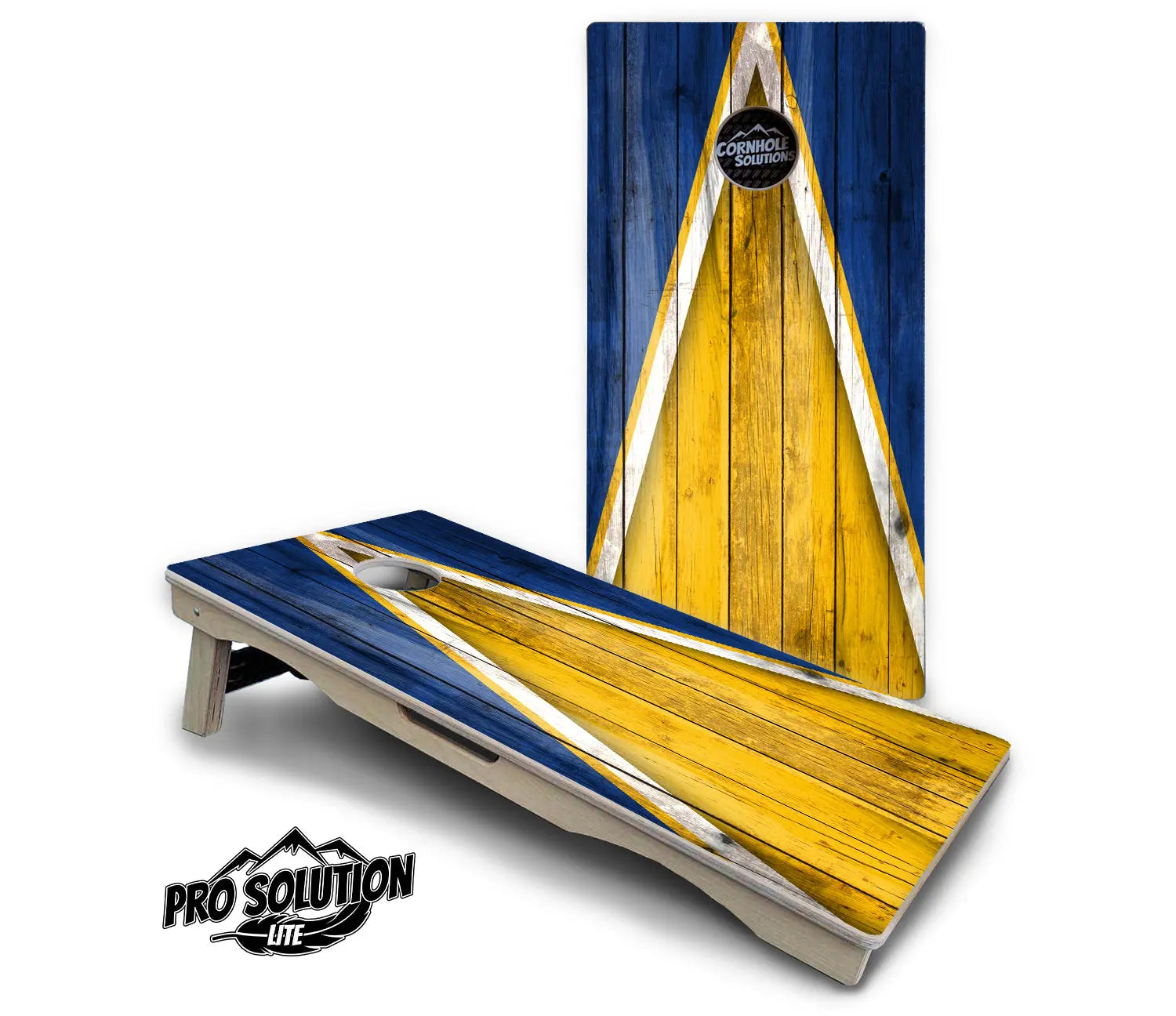 Yellow & Blue Triangle Cornhole Boards - Pro Solution Lite Series Cornhole Solutions