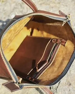 Zippered Leather Purse by Main Street Collective - Tote Bag Handbag