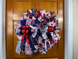 Patriotic 4th of July Wreath | Stars & Stripes Door Decor by Bouge Creations, view 5
