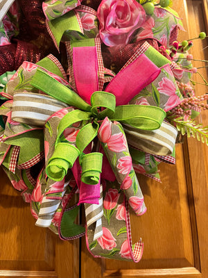 Spring Easter Wreath | Pink, Yellow & Green Tulips by Bouge Creations, view 6