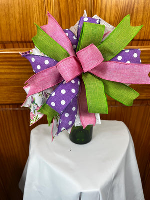 Hummingbird Floral Bow | Pink, Green & Purple by Bouge Creations, view 2