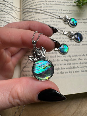 Abalone Shell Cherub Necklace Adjustable