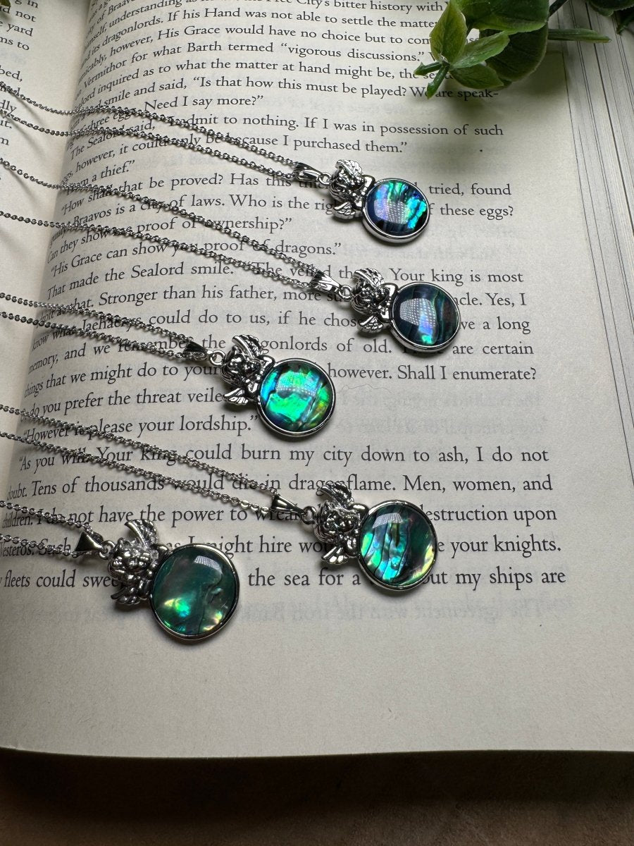 Abalone Shell Cherub Necklace Adjustable