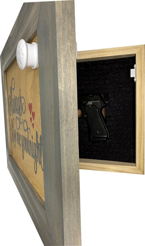 Always Kiss Me Goodnight Hidden Gun Cabinet Wall Decor Concealed Furniture Concealment Shelf