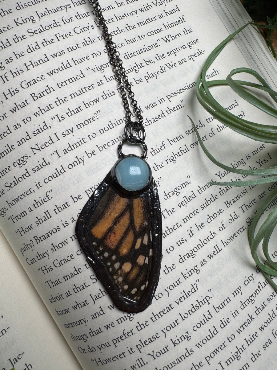 Amazonite and Butterfly Wing Necklace