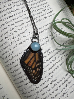 Amazonite and Butterfly Wing Necklace