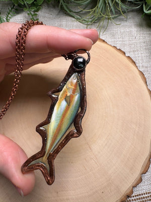 Amberjack and Obsidian Necklace
