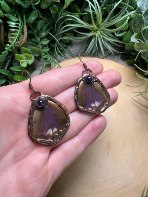 Amethyst and Butterfly Wing Earrings