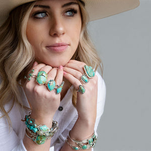 Anemone Blue Turquoise and Sterling Silver Statement Ring