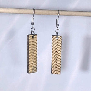 Chevron Bar Wooden Dangle Earrings | Modern Geometric Jewelry