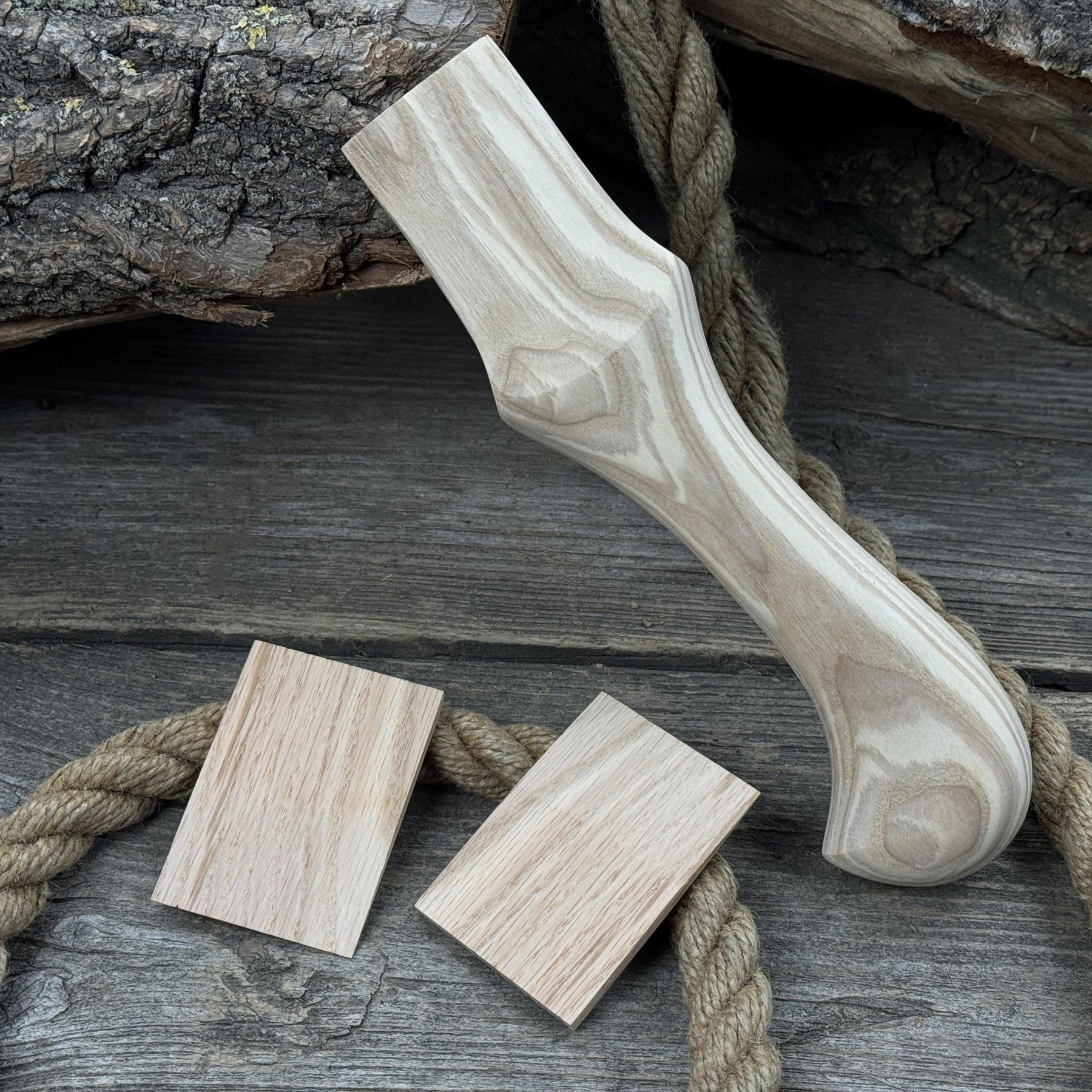 Ash Wood Handle for Adze or Axe, 23 cm (9.06 inches) with Red Oak Wedges