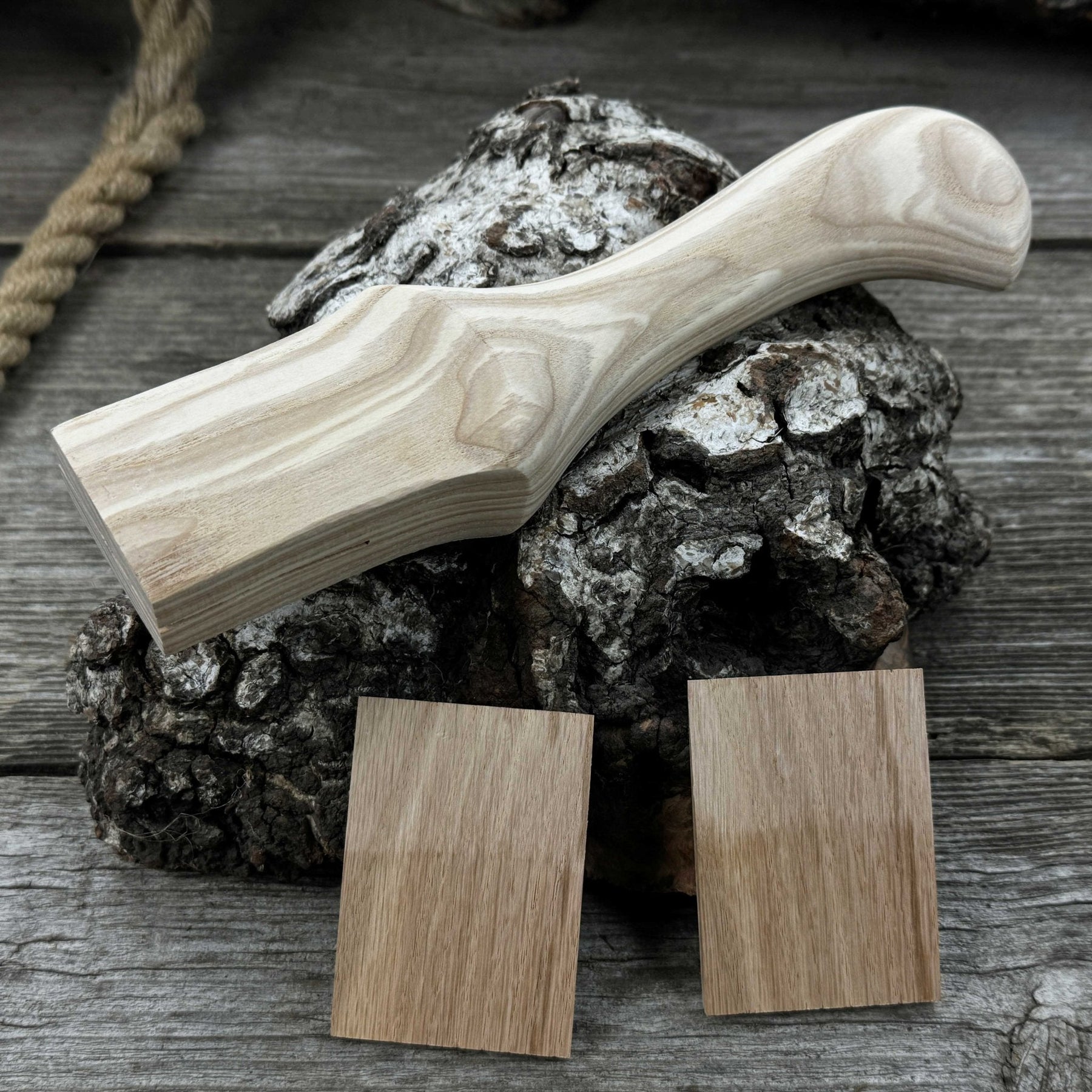 Ash Wood Handle for Adze or Axe, 23 cm (9.06 inches) with Red Oak Wedges