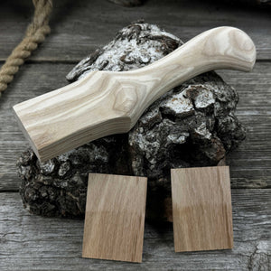 Ash Wood Handle for Adze or Axe, 23 cm (9.06 inches) with Red Oak Wedges