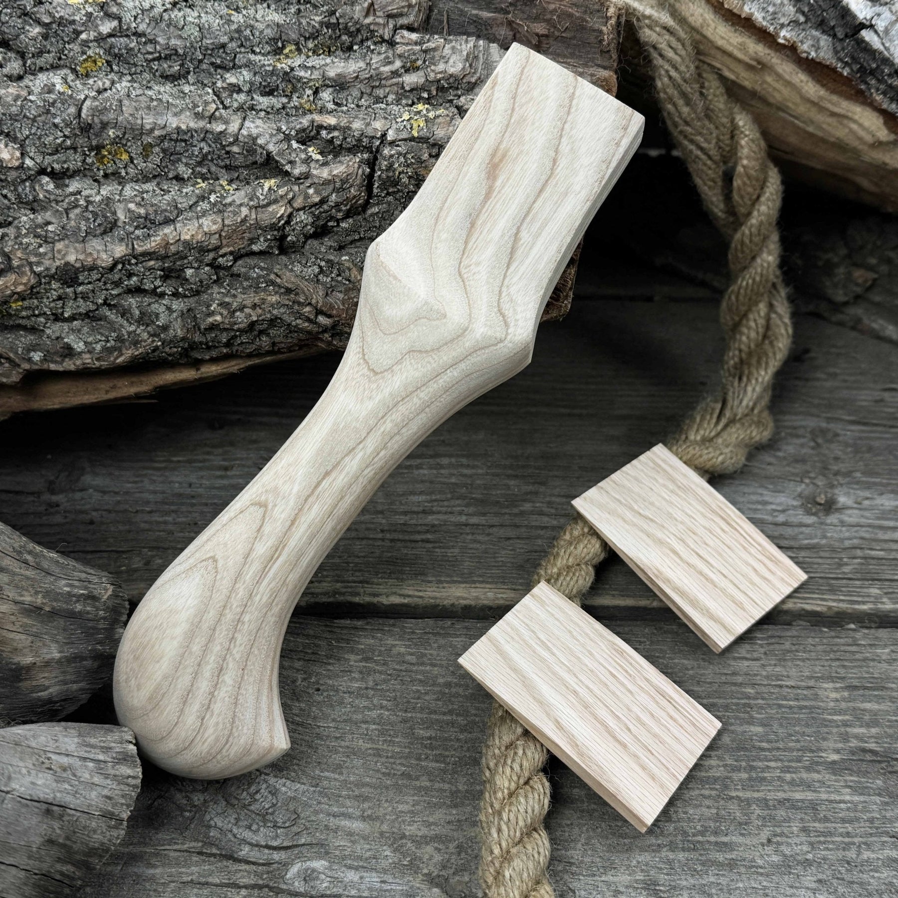 Ash Wood Handle for Adze or Axe, 23 cm (9.06 inches) with Red Oak Wedges