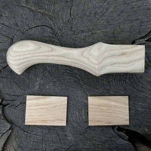 Ash Wood Handle for Adze or Axe, 23 cm (9.06 inches) with Red Oak Wedges